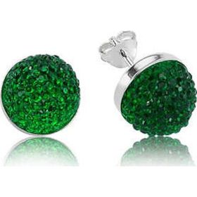 Pilelistore 925 Ayar Gümüş Yeşil Kristal Çivili Küpe