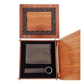 Pilelistore Cüzdan Mat Siyah Anahtarlık Ahşap Kutulu Dekoratif Hediyelik