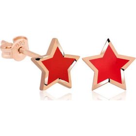 Pilelistore Gümüş Fosforlu Kırmızı Yıldız Küpe