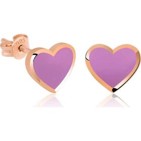Pilelistore Gümüş Fosforlu Lila Kalp Küpe