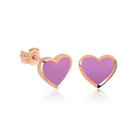 Pilelistore Gümüş Fosforlu Lila Kalp Küpe