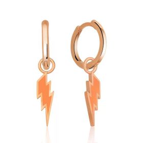 Pilelistore Gümüş Fosforlu Turuncu Şimşek Küpe