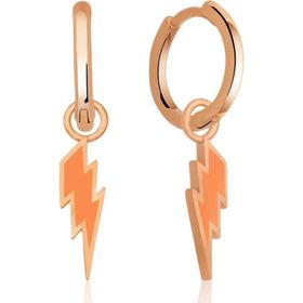 Pilelistore Gümüş Fosforlu Turuncu Şimşek Küpe