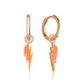 Pilelistore Gümüş Fosforlu Turuncu Şimşek Küpe