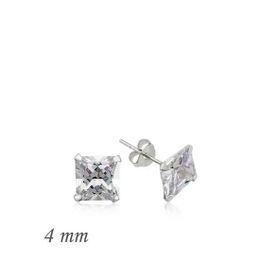 Pilelistore Gümüş Kare Tek Taş Zirkon 4 mm Küpe