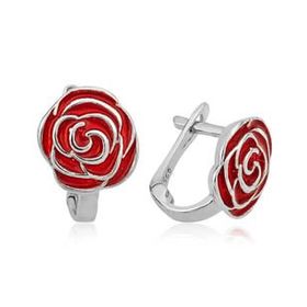 Pilelistore Gümüş Kırmızı Gül Çocuk Küpesi