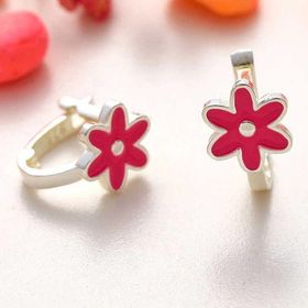 Pilelistore Gümüş Pembe Çiçek Çocuk Küpesi