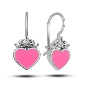Pilelistore Gümüş Pembe Kalp Sallantılı Çocuk Küpe