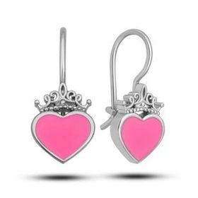 Pilelistore Gümüş Pembe Kalp Sallantılı Çocuk Küpe