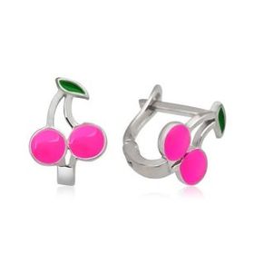 Pilelistore Gümüş Pembe Kiraz Çocuk Küpesi