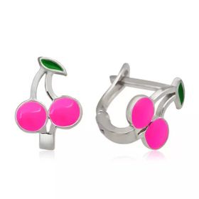Pilelistore Gümüş Pembe Kiraz Çocuk Küpesi