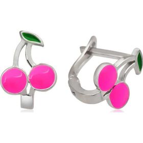 Pilelistore Gümüş Pembe Kiraz Çocuk Küpesi