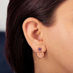 Pilelistore Gümüş Rose Kalp Çivili Kadın Küpe