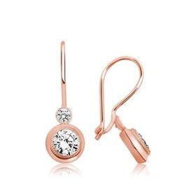 Pilelistore Gümüş Rose Sallantılı Tek Taş Küpe