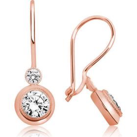 Pilelistore Gümüş Rose Sallantılı Tek Taş Küpe