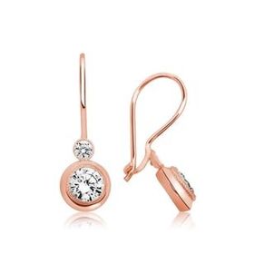 Pilelistore Gümüş Rose Sallantılı Tek Taş Küpe