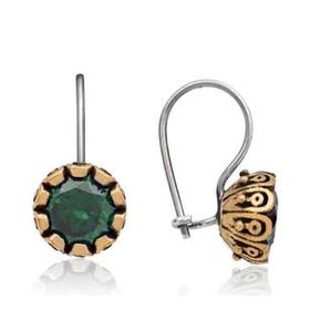 Pilelistore Gümüş Yeşil Yuvarlak Otantik Kadın Küpe