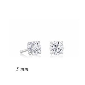 Pilelistore Gümüş Yuvarlak 5 mm Tek Taş Zirkon Küpe