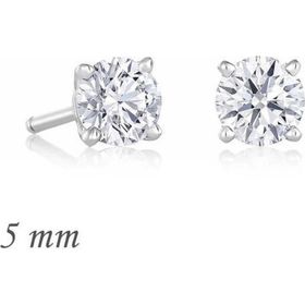 Pilelistore Gümüş Yuvarlak 5 mm Tek Taş Zirkon Küpe