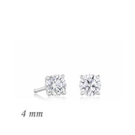Pilelistore Gümüş Yuvarlak Tek Taş 4 mm Zirkon Küpe