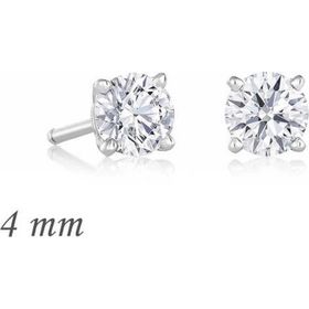 Pilelistore Gümüş Yuvarlak Tek Taş 4 mm Zirkon Küpe