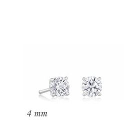 Pilelistore Gümüş Yuvarlak Tek Taş 4 mm Zirkon Küpe