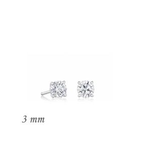 Pilelistore Gümüş Yuvarlak Tek Taş Zirkon 3 mm Küpe