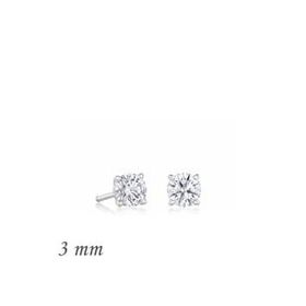 Pilelistore Gümüş Yuvarlak Tek Taş Zirkon 3 mm Küpe