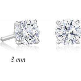 Pilelistore Gümüş Yuvarlak Tek Taş Zirkon 8 mm Küpe