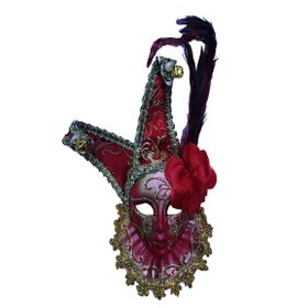 Pilelistore Kırmızı Renk Çıngıraklı Dekoratif Tüylü Seramik Maske