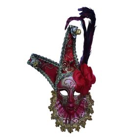 Pilelistore Kırmızı Renk Çıngıraklı Dekoratif Tüylü Seramik Maske