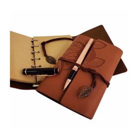 Pilelistore Özel Ahşap Kutulu Kahve Deri Defter ve Bakır Roller Kalem Set
