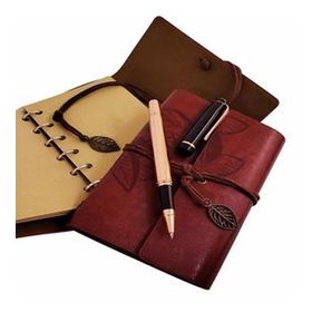 Pilelistore Özel Ahşap Kutulu Kahve Deri Defter ve Bakır Roller Kalem Set