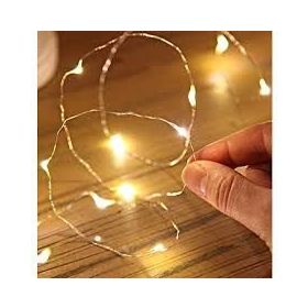 pilelistore Şeffaf 5 Metre Kablolu Gün Işığı Sarı Renk Pilli Peri Led Işık