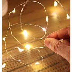 pilelistore Şeffaf 5 Metre Kablolu Gün Işığı Sarı Renk Pilli Peri Led Işık