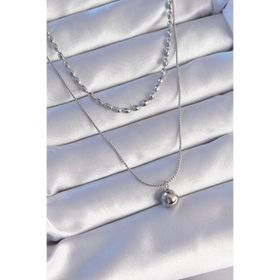 pilelistore TJ-BKO8881 316L Çelik Çift Zincirli Gümüş Renk Topçuk Model Kolye