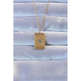 pilelistore TJ-BKO9269 316L Altın Renk İşlemeli Nazarlı Göz Model Vintage Kolye