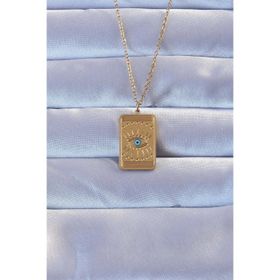 pilelistore TJ-BKO9269 316L Altın Renk İşlemeli Nazarlı Göz Model Vintage Kolye