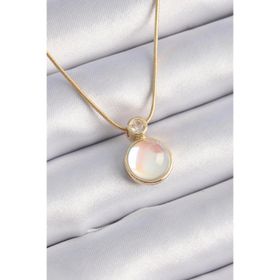 pilelistore TJ-BKO9328 316L Çelik Gold Renk Beyaz Sedefli Vintage Kadın Kolye