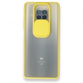 pilelistore Xiaomi Mi Palm Buzlu Kamera Sürgülü Silikon Sarı 10T Lite Kılıf