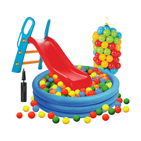 Pilsan Funny Kaydırak + 114 cm Havuz + 100'lü Top ve Pompa Seti
