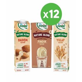 Pınar Nature Blend 1 lt Bitkisel Bazlı Yulaf İçeceği + Bitkisel Bazlı 1 lt Badem İçeceği + Bitkisel Bazlı 1 lt Fındık İçeceği
