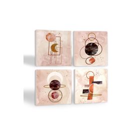 Pinecone 4 Parça Set 10X10 cm Stone Coasters Minimalist Soyut Taş Bardak Altlığı Masaüstü Koruyucu Altlık