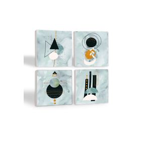 Pinecone 4 Parça Set 10X10 cm Stone Coasters Minimalist Soyut Taş Bardak Altlığı Masaüstü Koruyucu Altlık