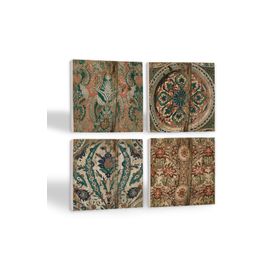 Pinecone 4 Parça Set 10X10 cm Stone Coasters Vintage Desen Taş Bardak Altlığı Masaüstü Koruyucu Altlık