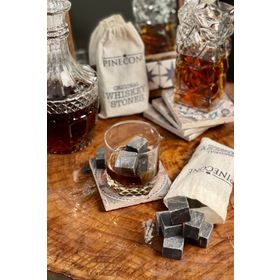 Pinecone 9 Adet Viski Soğutma Taşı Seti Viski Taşı Kesesi Doğal Granit Premium Hediyelik Soğutucu Taş