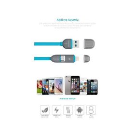 Pineng PN-301 Mavi Lightning -Micro Usb Data Kablosu