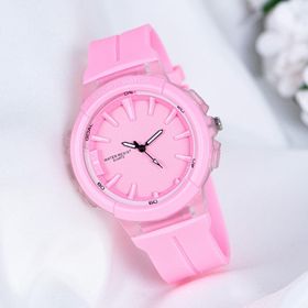 Pinkoli ST-303985 Pembe Silikon Kordonlu Kabartma İç Tasarım Kadın Kol Saati
