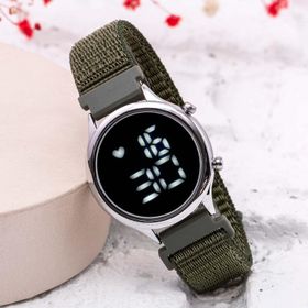 Pinkoli ST-304054 Yeşil Cırtlı Kordon Led Kol Saati