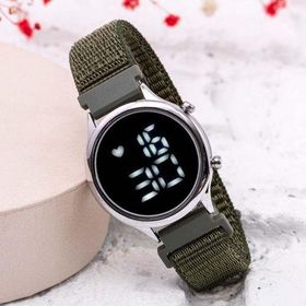 Pinkoli ST-304054 Yeşil Cırtlı Kordon Led Kol Saati